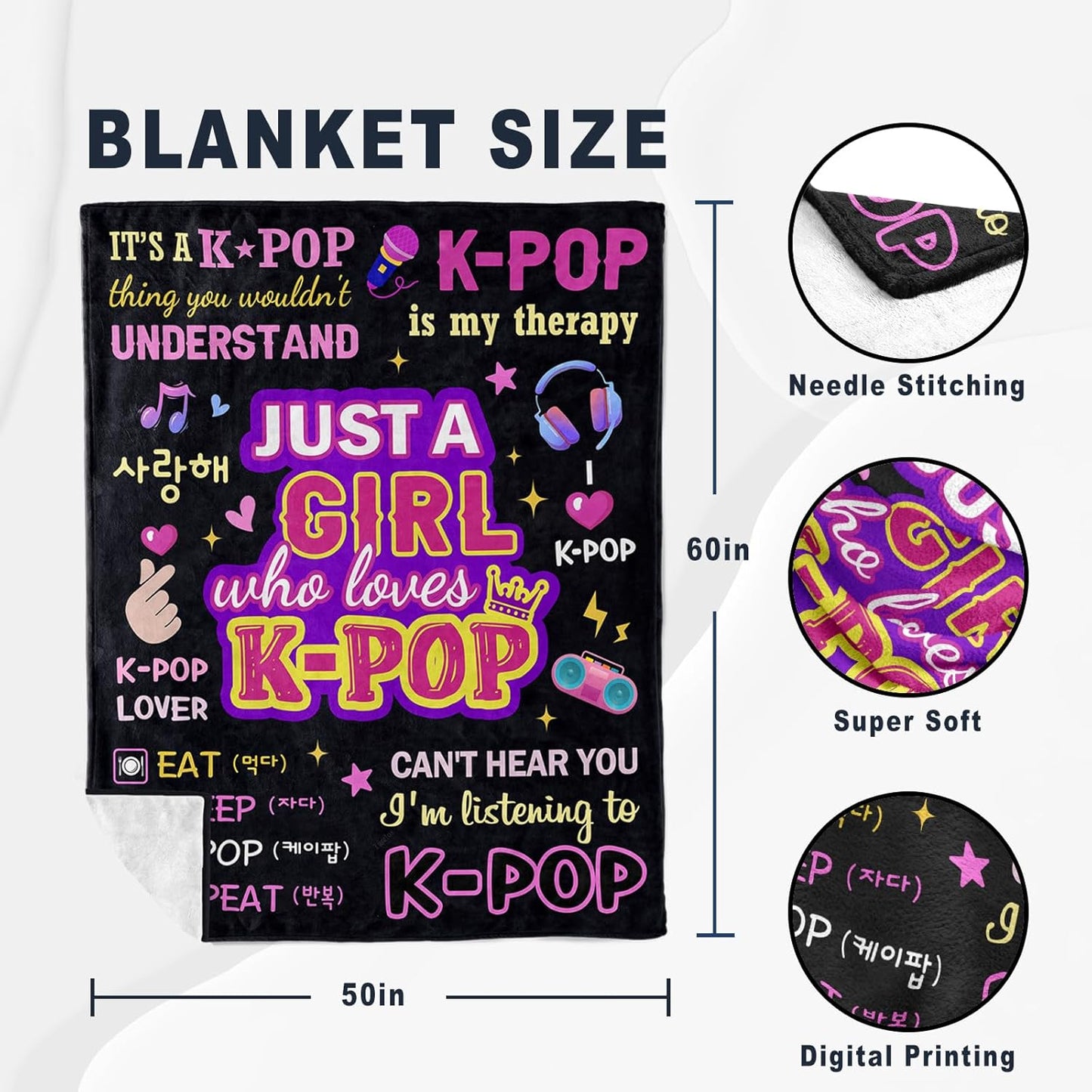 Kpop Merch, Kpop Blanket, Kpop Gifts, K Pop Birthday Decorations, K Pop Blanket 60x50in, Kpop Gifts for Girls/Women, Kpop Merchandise, Kpop Blankets for Girls for Christmas Birthday