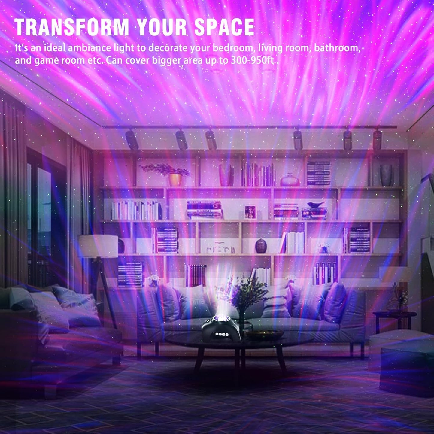Northern Lights Aurora Projector for Bedroom with Music Bluetooth Speaker and White Noise, Galaxy Projector, Starry Night Light Projectors for Kids Adults Gaming Room