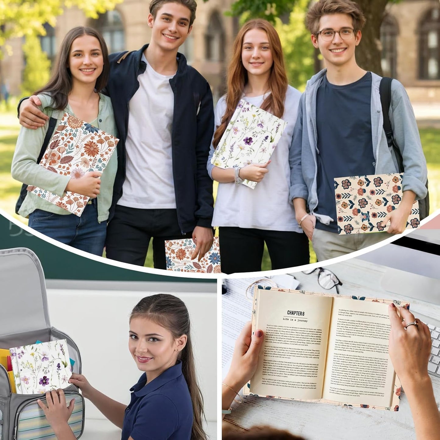 Boho Butterfly Mushroom Book Cover for Hardcover Paperback,Adjustable Soft Canvas Fabric Book Protector with Pocket Bookmark,Double Side Floral Print Book Dust Jacket Covers for Book Lovers Gift