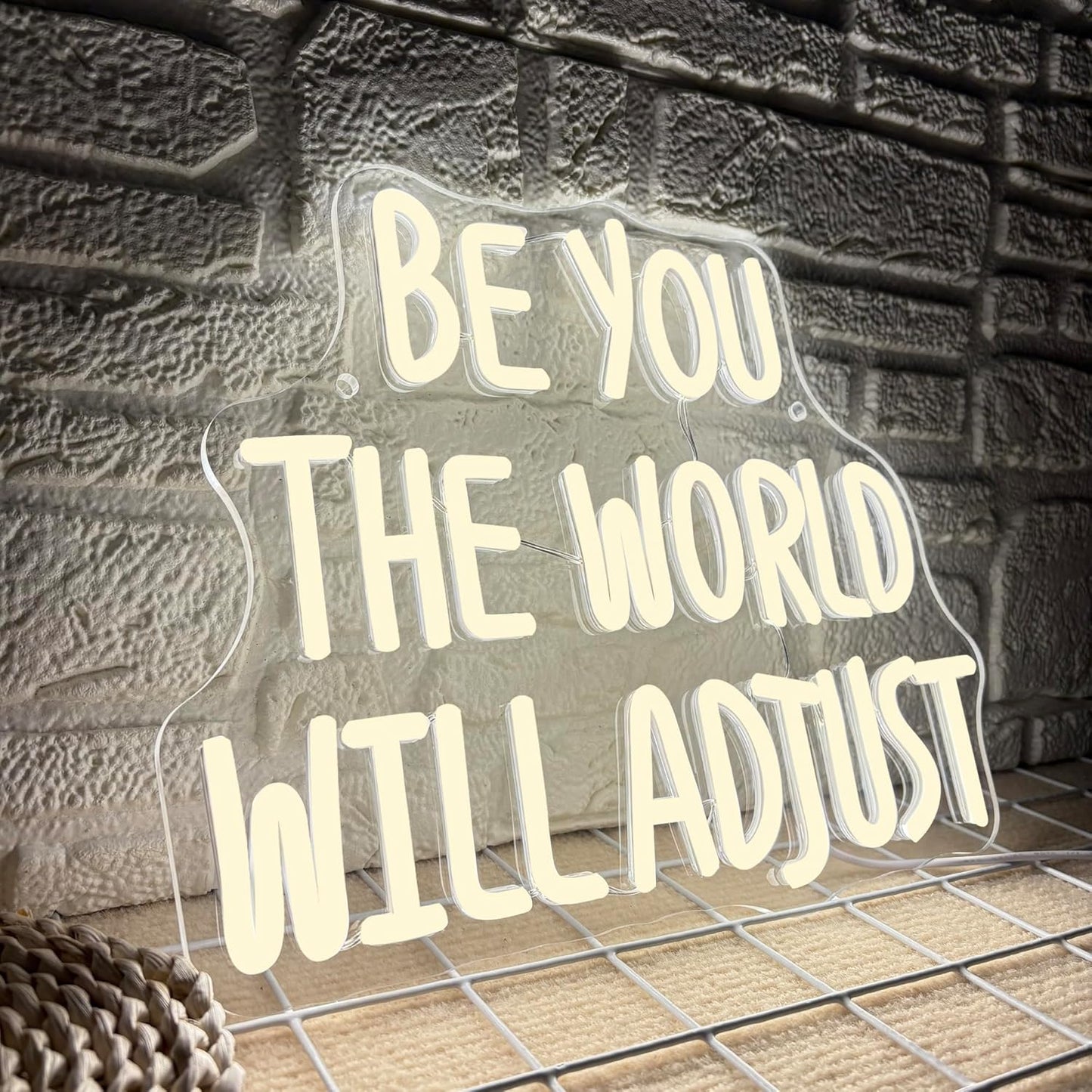 Mutank Be You The World Will Adjust Neon Signs for Wall Decor, USB Powered Dimmable LED Neon Light, for Bedroom Room Office Motivational Wall Decor(12.9 * 10.6 In)