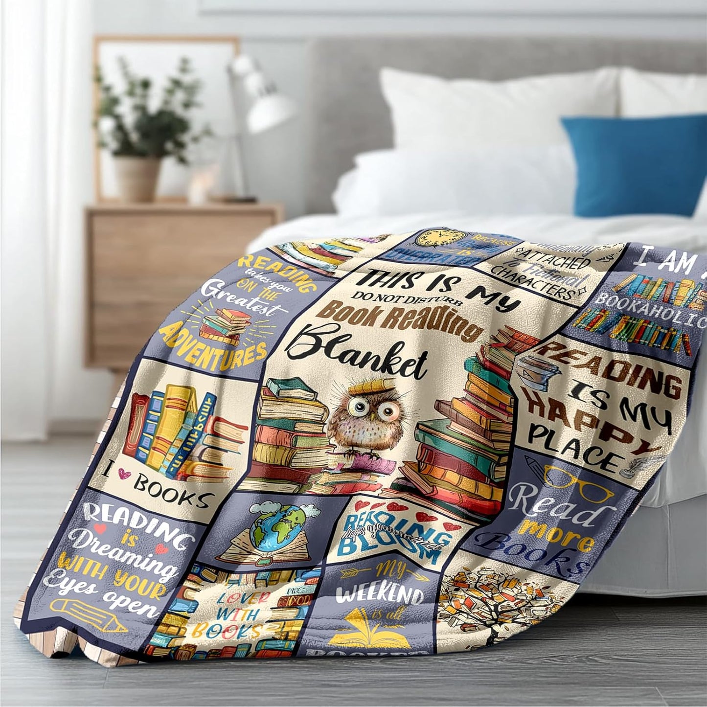 Book Lovers Blanket 50"x60", Birthday Gifts for Book Lovers, Readers, Librarians, Bookworms, Reading Bookish Gifts for Women and Men, Literary Throw Blanket for Christmas Thanksgiving
