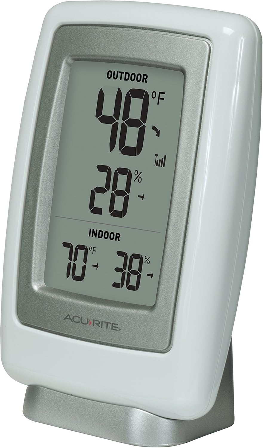AcuRite 00611 Indoor Outdoor Thermometer with Wireless Temperature Sensor & Hygrometer White Small
