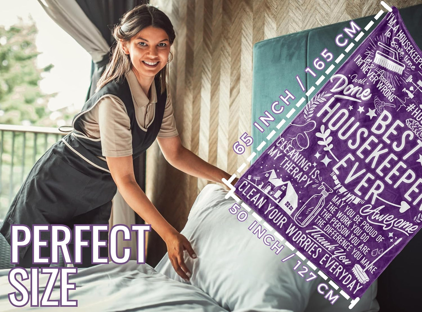 Housekeeping Appreciation Gifts on Housekeeping Week, Housekeeper Appreciation Gifts for Housekeepers, Flannel Blanket Throws for Housekeepers & Related Hotel Staff, 50x65 Inches
