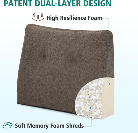TANYOO Back Support Pillow for Recliner Soft Dual Layer Lumbar Support Pillow with Shredded Memory Foam Ergonomic Orthopedic Couch Lumbar Cushions for Elderly Lower Back Pain Relief Brown