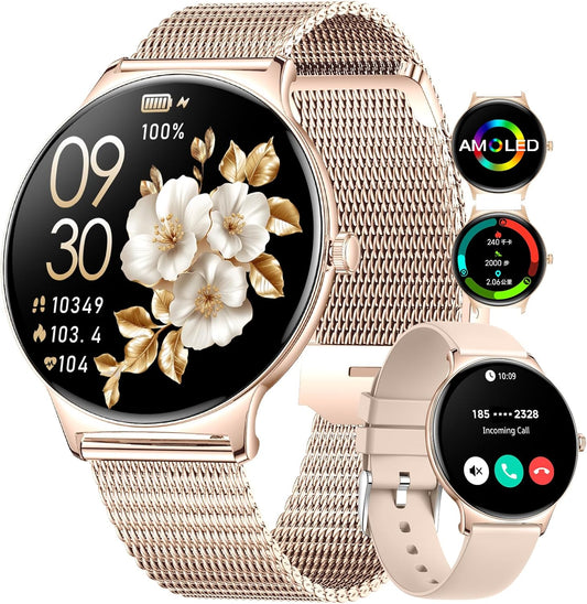 LIGE Smart Watch for Women(Dial/Answer Calls), 1.43" AMOLED HD Display, 100+ Sports Modes Fitness Tracker Watch, 5ATM Waterproof/IP68/Sleep Smartwatch Womens, Ladies Smart Watches for iOS Android