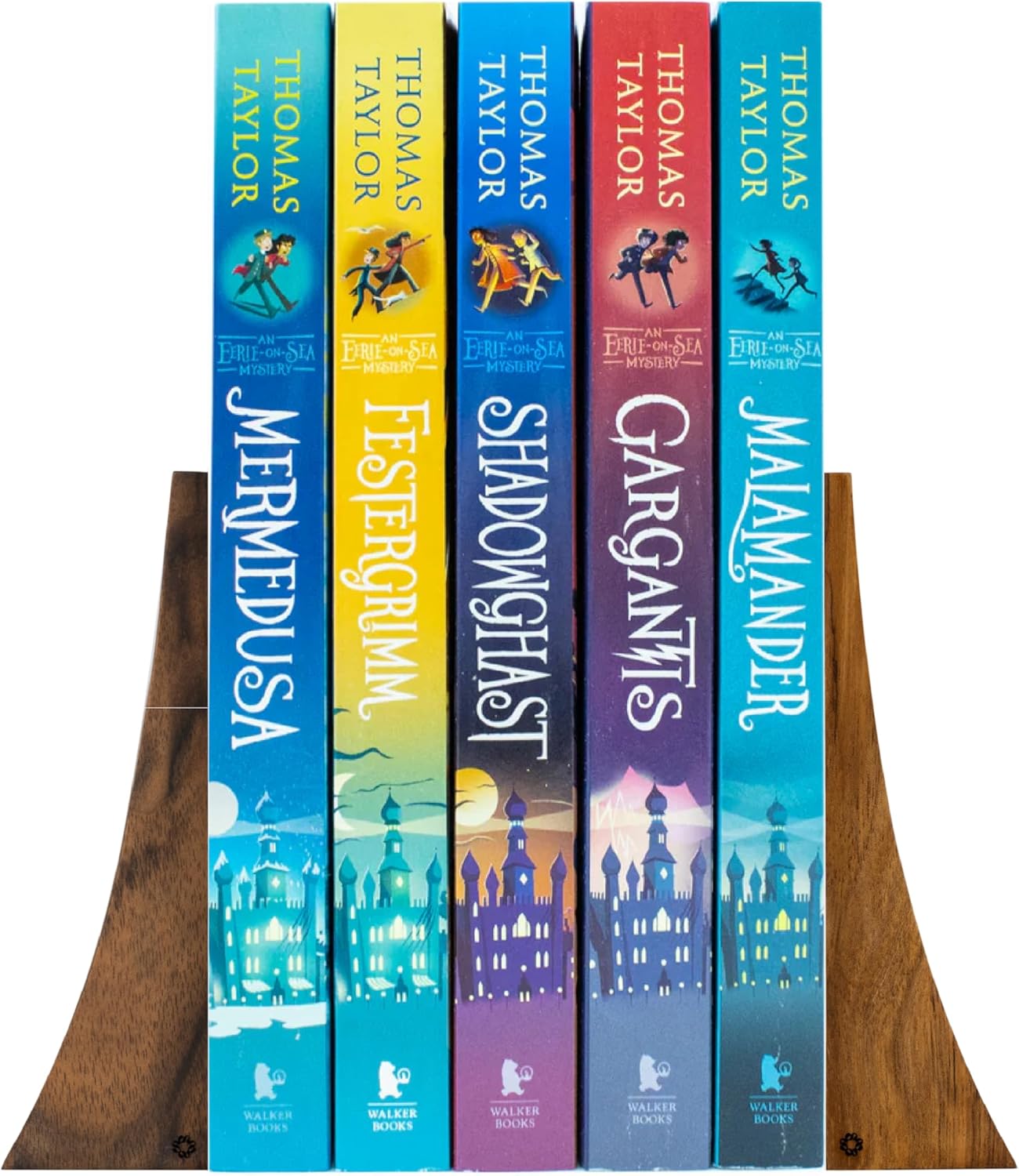 TILISMA Bookends for Heavy Books – Walnut Wood Book Ends for Shelves – Heavy Duty Bookends to Hold Books – Decorative Book Ends for Home Library – Wooden Bookend for Shelf - Bookshelf Accessories