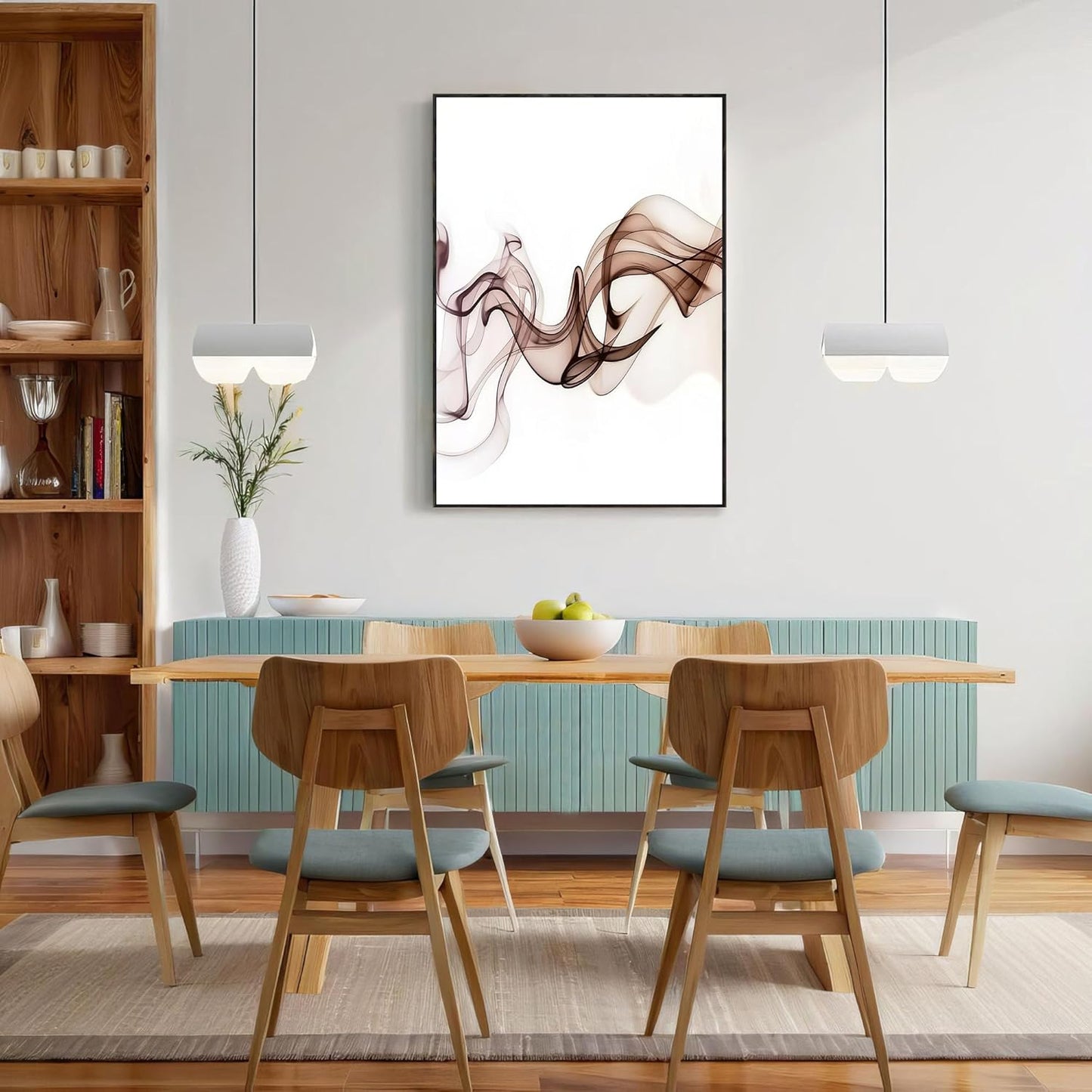 GDJSMIN Abstract Smoke Design Wall Art, Brown Wavy Shapes Poster For Reading Room Living Room Decor 12X 16 Inch Unframed