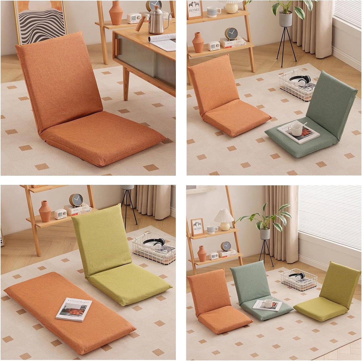 Floor Chair Meditation Floor Chair Lazy Sofa Chair with Back Support Portable Floor Chair Ergonomic Lounger Sofa for Seating, Gaming, Reading, TV Watching,Blue,L