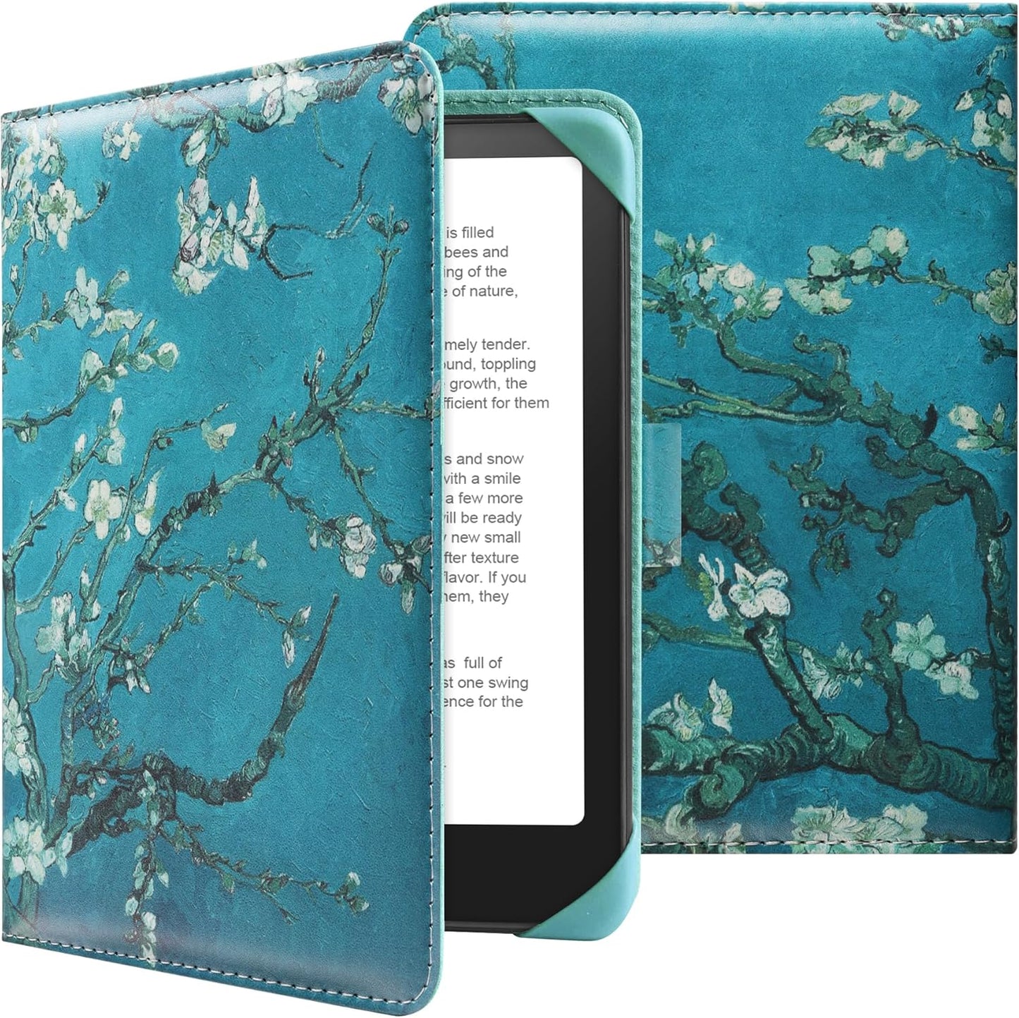 Universal Case for 6-inch Kindle eReader Compatible with Kobo/Voyaga/Pocketbook/Tolino E-Book Reader,6'' eReader Protective Cover with Built-in Card Slot,Flower