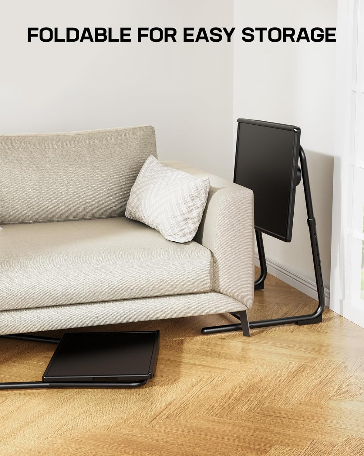 LORYERGO TV Tray - TV Table for Eating, Folding Table Trays with 6 Height & 3 Tilt Angle, TV Tray Table with Removable Cup Holder, Dinner Tray for Eating or Working on Couch, Bed & Office