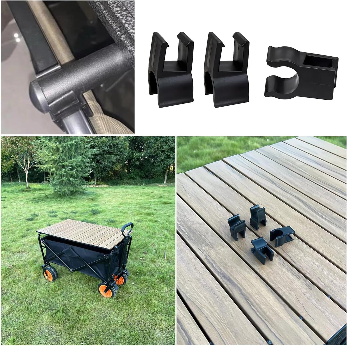 8 Pack Camping Wagon Table Top Attachment Buckle Snap-on Mount Pole Clip Fastener for Collapsible Utility Beach Park Wagons Cart with Folding Tabletop Rod Stick Support Outdoor Garden Picnic