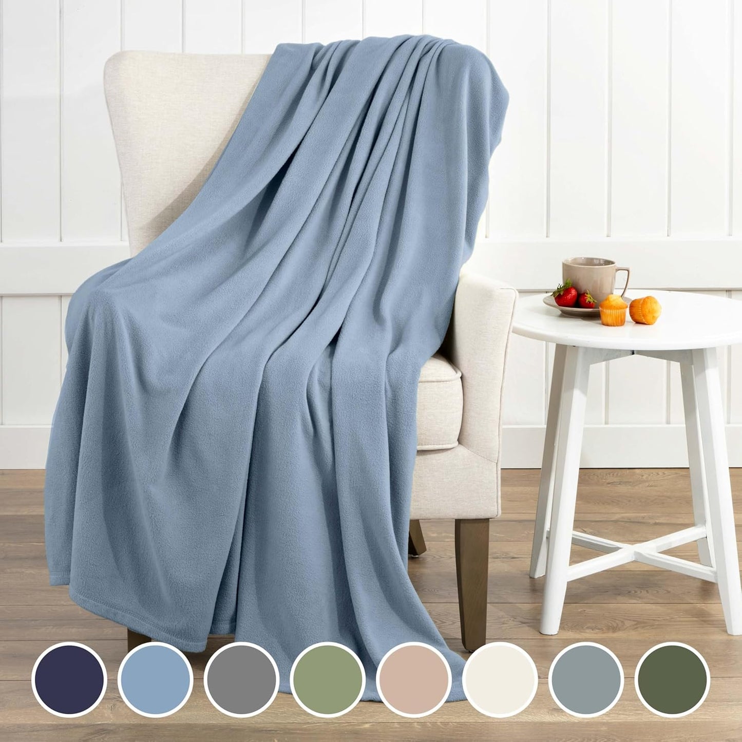 Full/Queen Size Fleece Blanket | Comfy Supersoft Fleece Blanket Full Size – All-Season Light Weight Throw Blanket | Luxuriously Soft | Throw Blanket for Couch and Sofa | Machine Wash | Blue