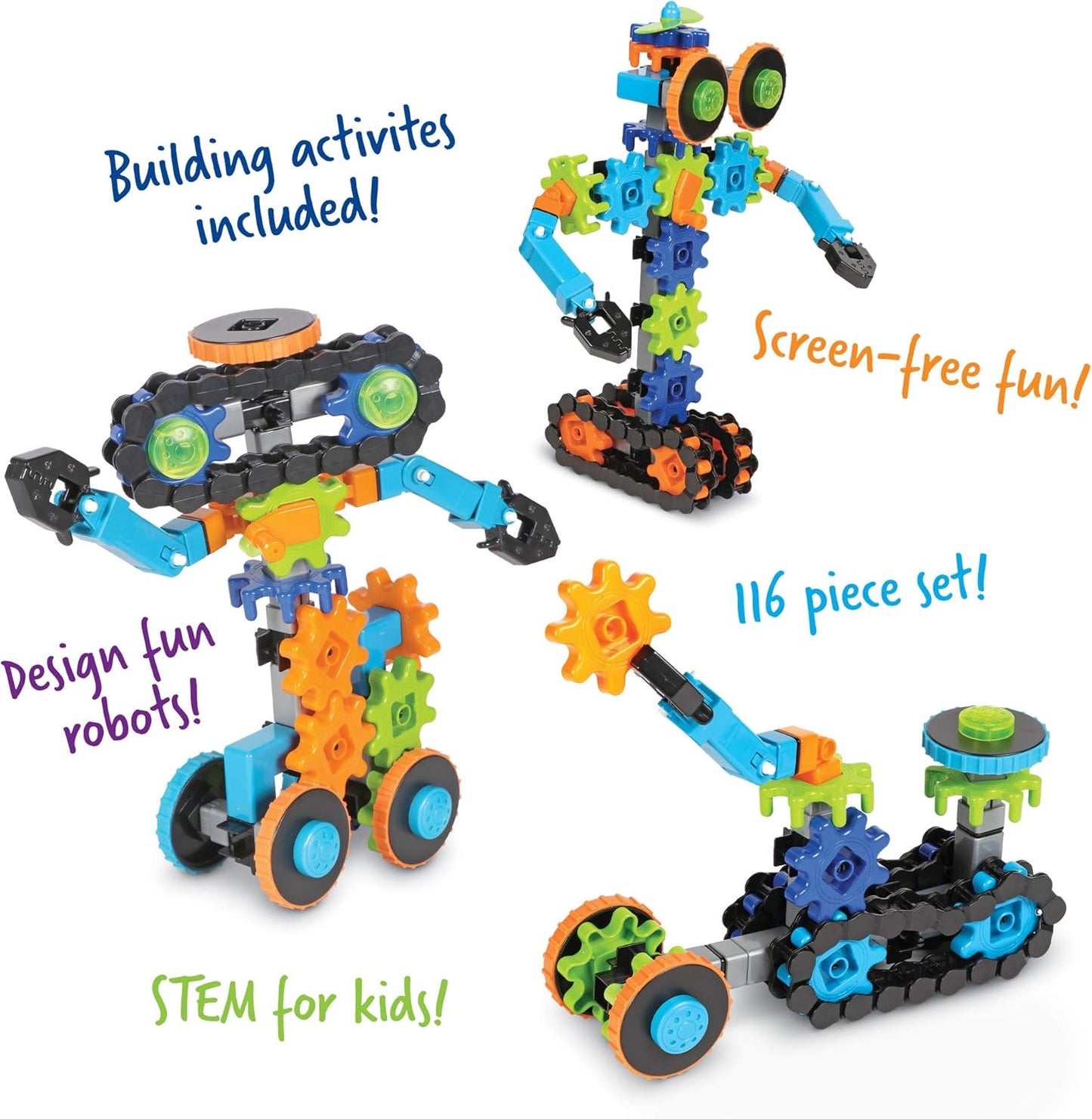 Learning Resources Gears Gears Gears Robots In Motion - Building Toys, STEM Activities, Fine Motor Skills, Toddler Construction Explorer Kit, Kindergarten Science, Boys and Girls Gifts