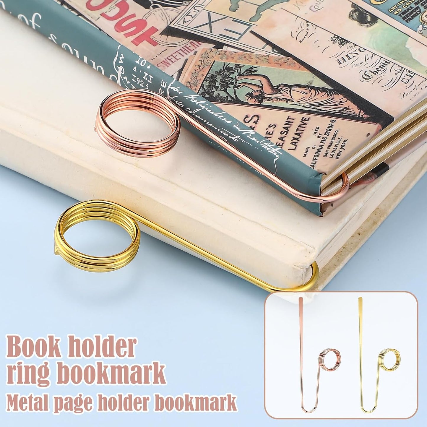 2 Pcs Book Holder Ring Bookmark Metal Copper Thumb Book Page Holder Finger Ring Opener for Lovers Reading Gifts, Women, Men, Light Weight Opener Tool Reading Accessories