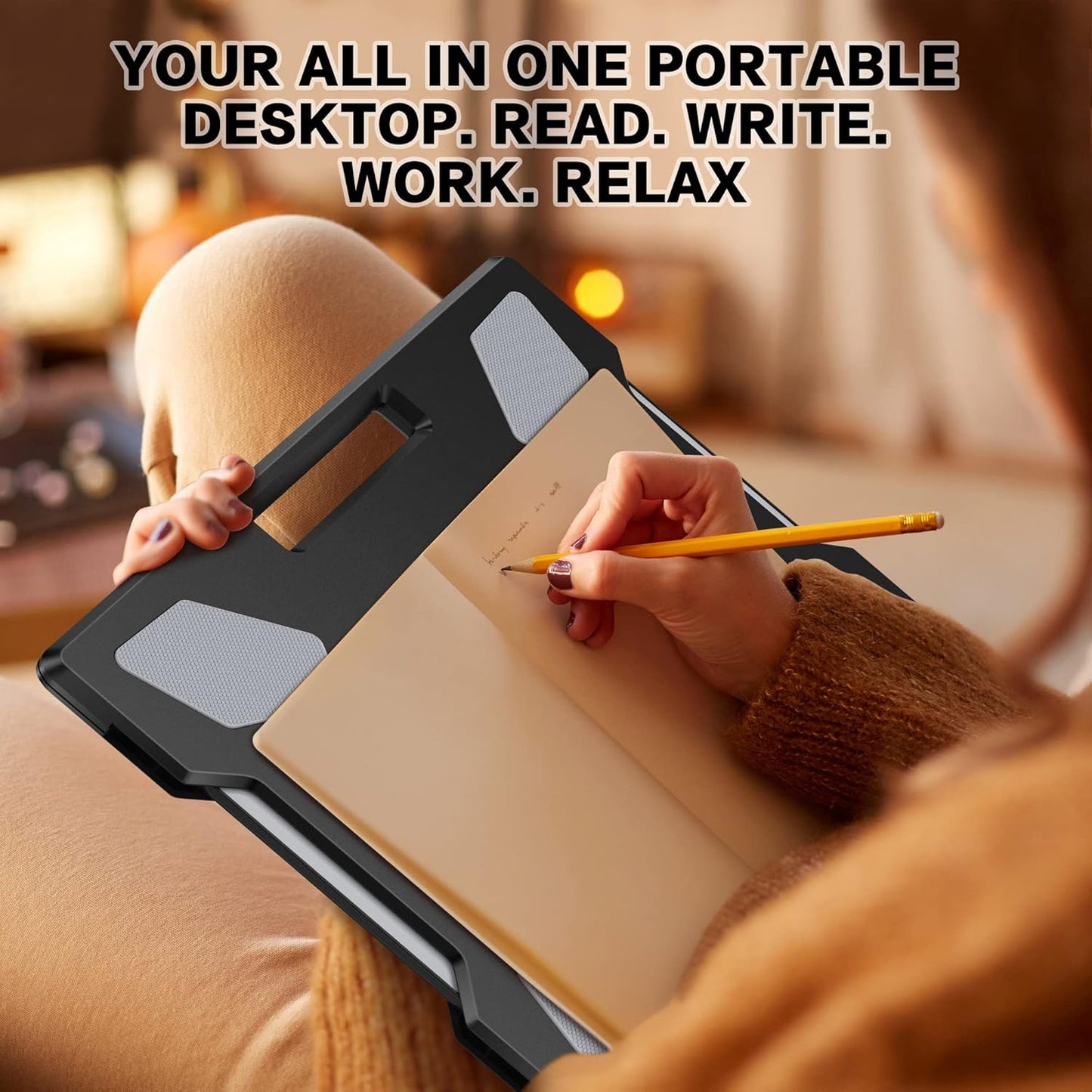 Laptop Lap Desk for Bed & Couch, Portable Laptop Lap Pad with Retractable Left/Right Mouse Pad, Stable & Comfortable Lap Tray for Sofa, Travel, Writing & Home Office