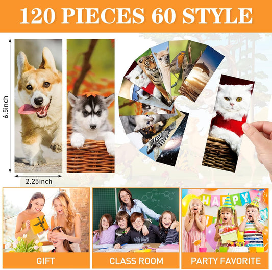 Chinco 120 Pieces Bookmarks for Kids Set Gifts Inspirational Motivational Paper Bookmarks Pack for Book Lovers Adults Teacher Women Funny Reading Gifts(Vivid Animal)