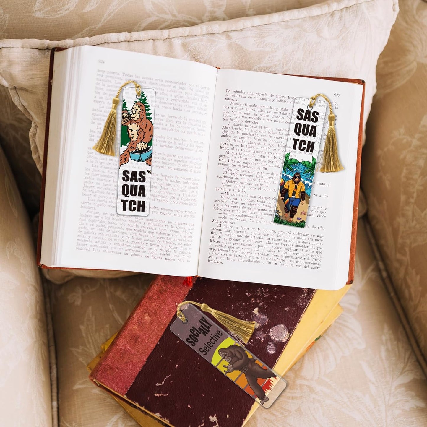 Sasquatch UV DTF Bookmark Wraps - 24 Sheets He is Out There Mysterious Bigfoot Blank Acrylic Bookmark Stickers, Socially Selective Rub on Transfer Decals for Book Lovers