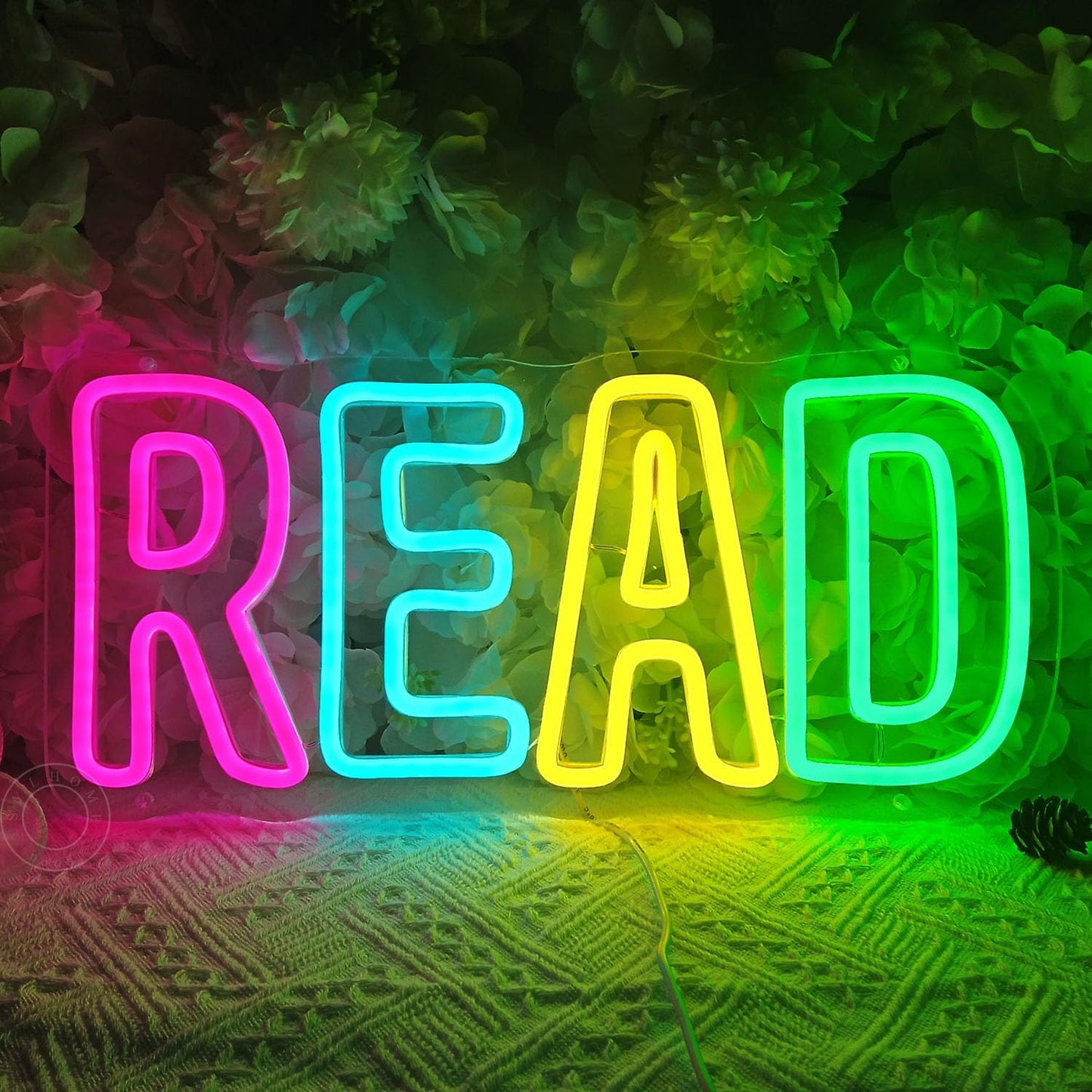 SYLHOME Read Led Neon Light Sign Library Classroom Bedroom Kids Room Funny Colorful Book Wall Sign Decor Nursery Christmas Birthday Decoration USB 15.75"X7.32"