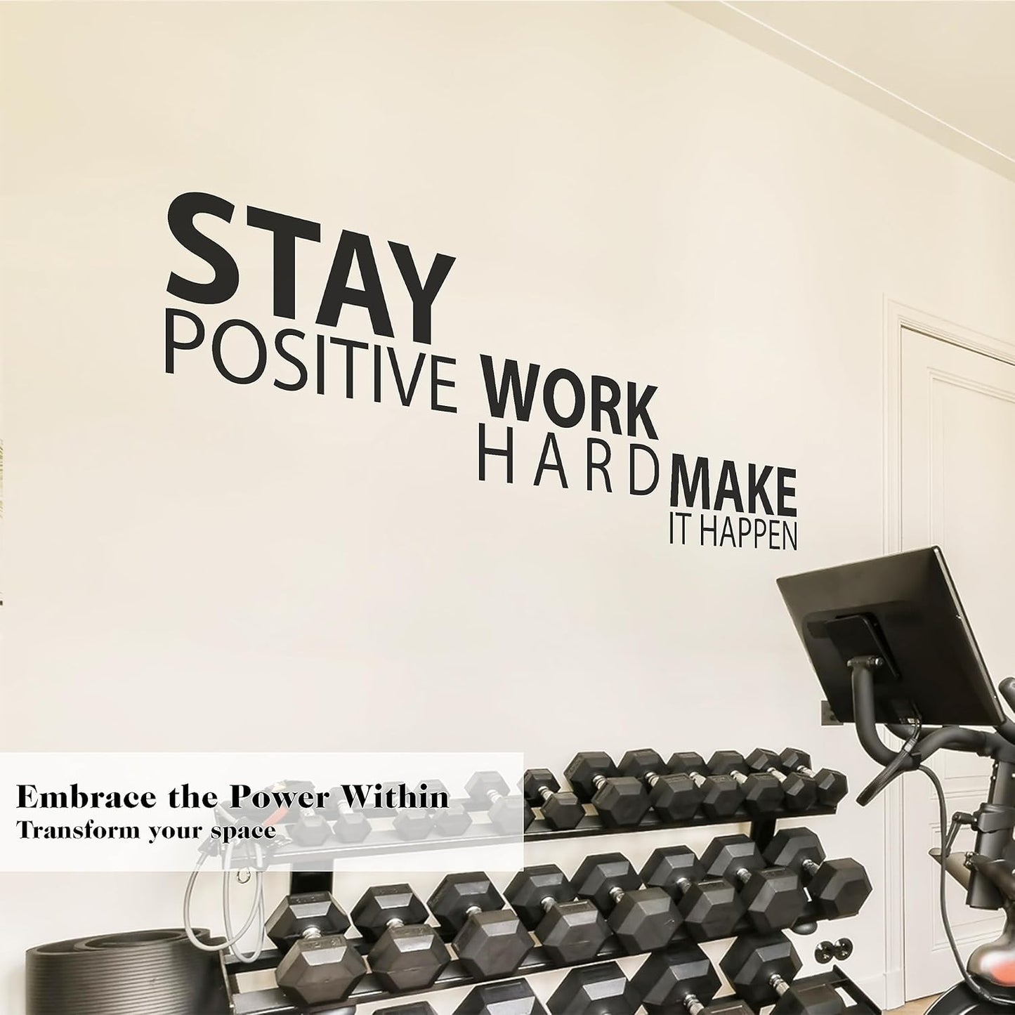 My Vinyl Story Large Stay Positive Work Hard Make it Happen Wall Sticker Inspirational Wall Decal Motivational Office Decor Quote Wall Art Vinyl Wall Decal School Classroom Gym Words and Saying
