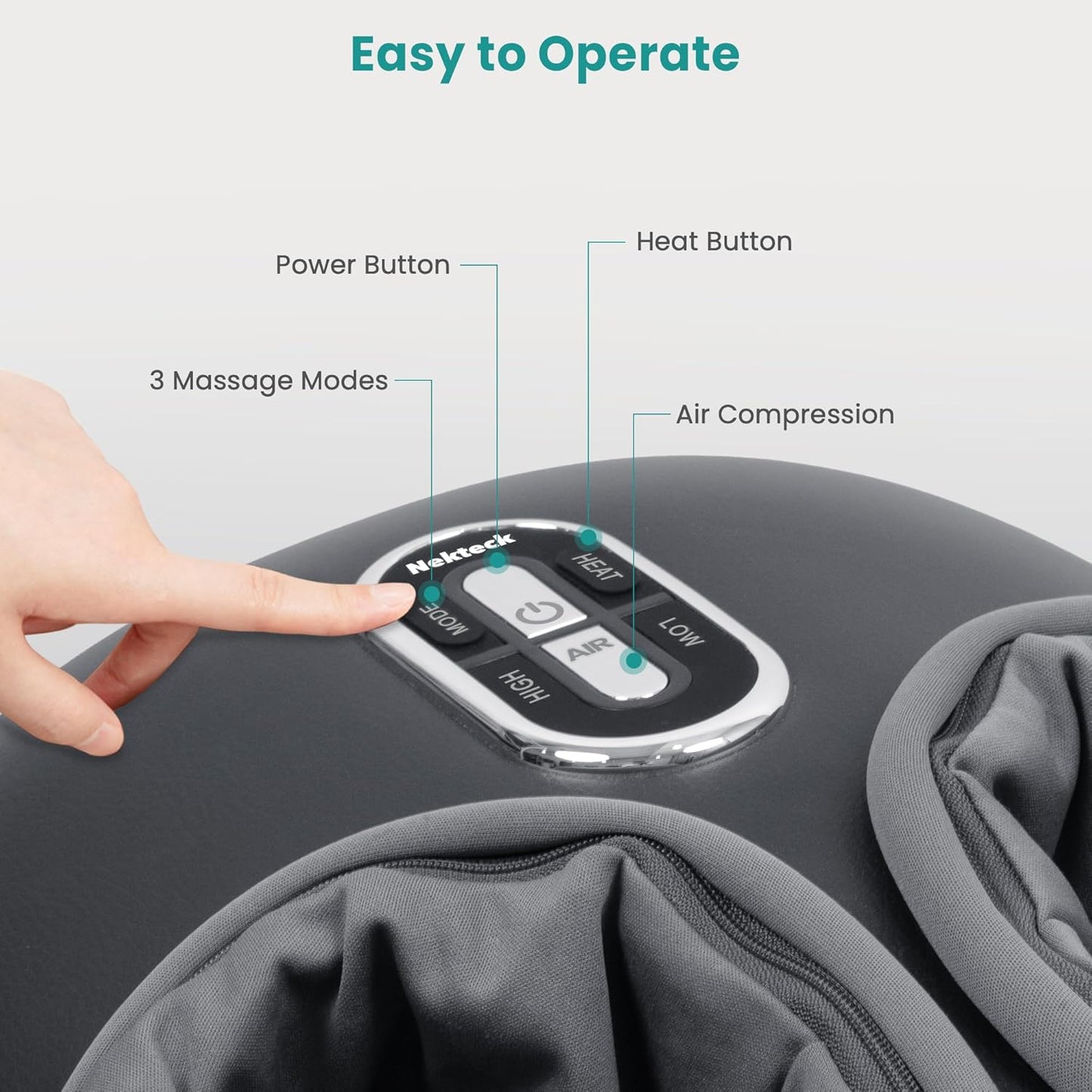 Nekteck Shiatsu Foot Massager with Heat [2026 Upgraded], 3 Modes Deep Kneading Therapy Air Compression, Feet Massage for Plantar Fasciitis, Relaxation Gifts for Men Women Mom Dad