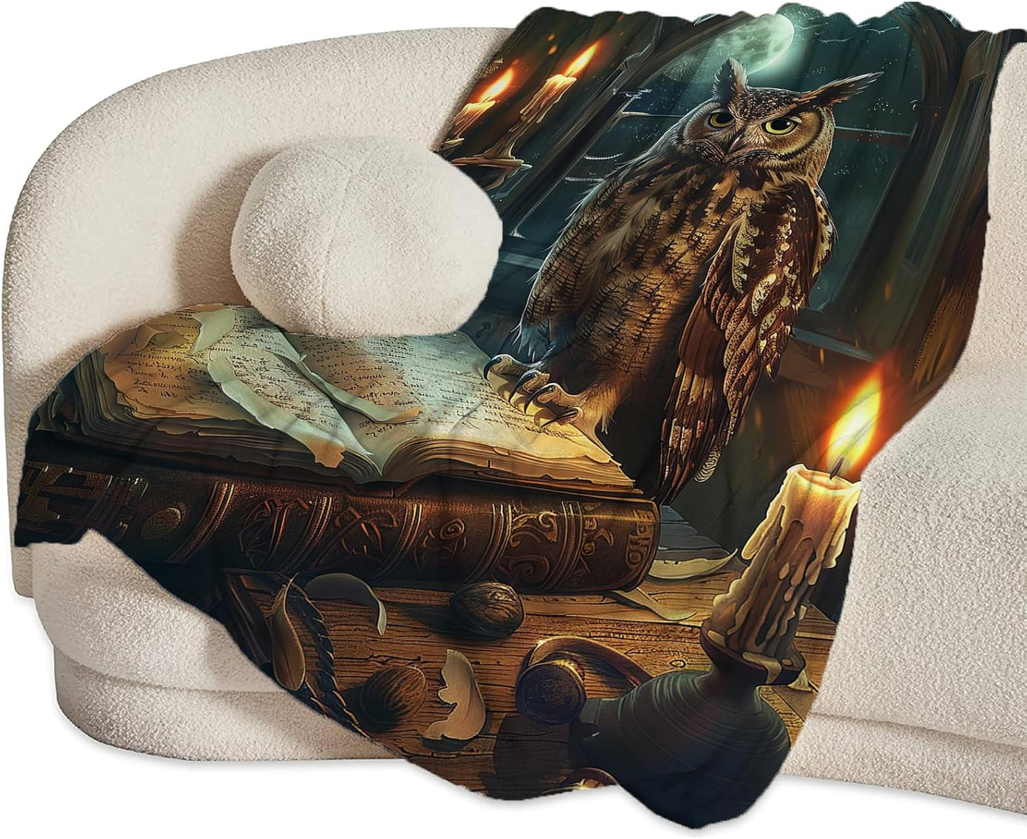 Owl Blanket Owls Gifts for Women Girls Book Throw Blanket Cozy Plush Fleece Flannel Lightweight Fuzzy Party Blankets for Bed Decor 50"X40"
