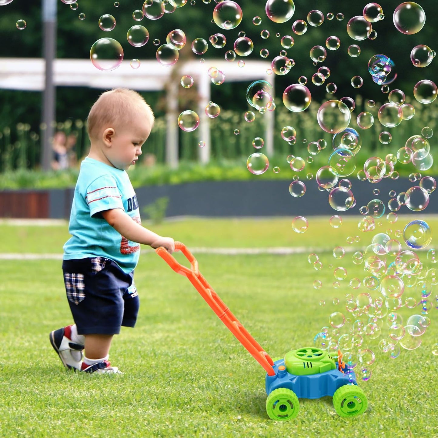 Lydaz Bubble Lawn Mower for Toddlers 1-3, Kids Bubble Machine for 1-Year-Old Boys Toy Gifts, Gardening Easter Basket Stuffers Birthday Toys, Push Summer Outdoor Toys for Preschool Baby Boys Age 1 2 3
