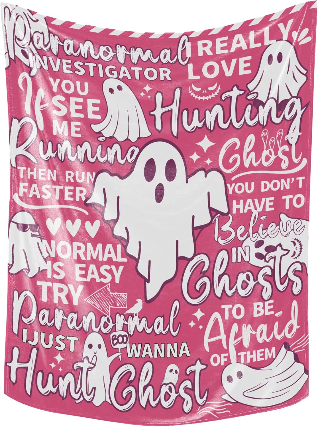 Ghost Hunter Gifts for Women, Halloween Blanket for Ghost Hunting Soft Flannel Blanket Throws (50"x 65") Pink