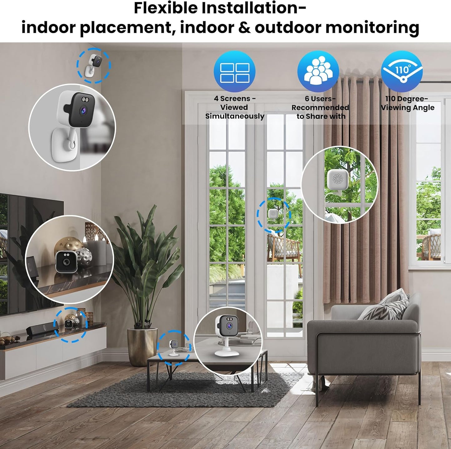 2K Window Camera with 32GB Memory Card, 5GHz & 2.4GHz WiFi Indoor Cameras for Home Security with AI Starlight Color Night Vision, AI Person & Motion Detection, Easy & Quick Install, 24/7 Recording