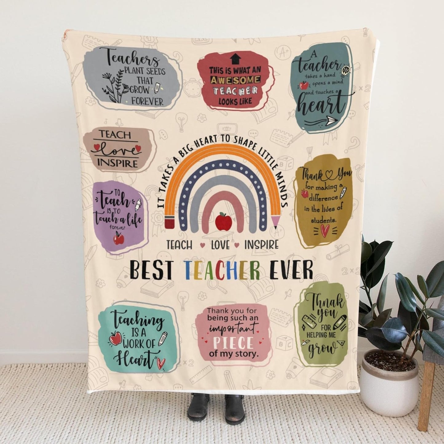 Teacher Appreciation Gifts Blanket, Best Teacher Ever Gift, Happy Teachers' Day Throw Blanket 60"x50"