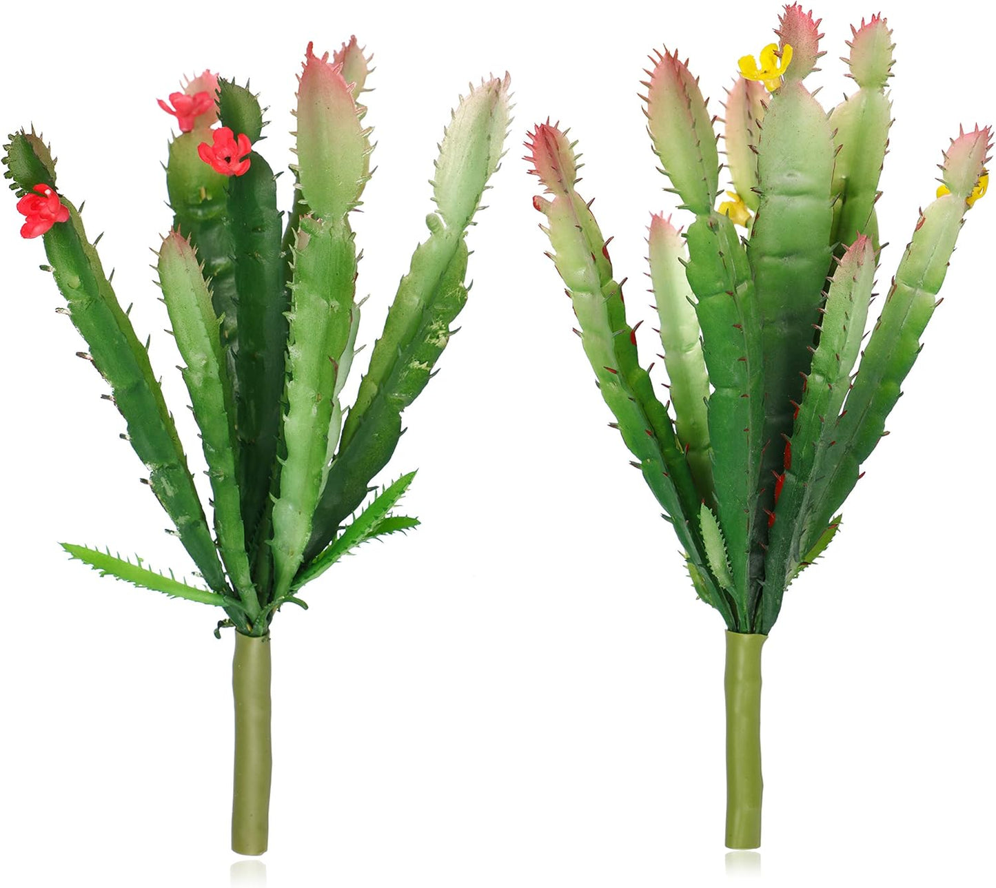 ShoppeWatch Mini Artificial Cactus Plants Unpotted - 2 Pcs Small Decor for Office and Home, Ideal for Party Decorations - Perfect Faux Cactus Accents AF50