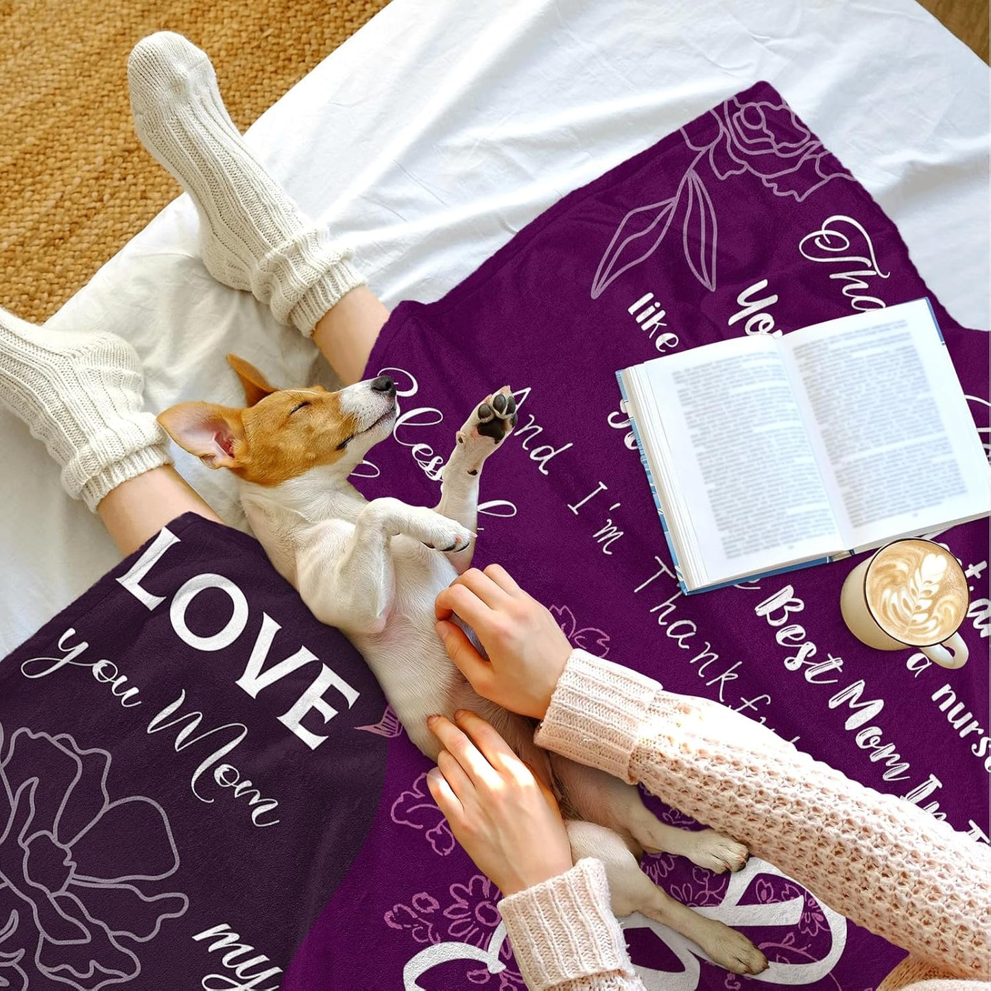 Mothers Blankets for Mom from Daughter & Son - Birthday Gifts for Moms,Grandma,Wife - Soft Purple Fleece Throw Blanket for Women, Cozy Plush Love Bedding Decor for Couch, Bed & Travel 50"x60"