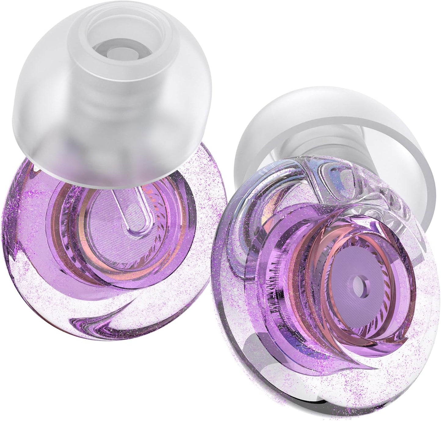 Purple Silicone In-Ear Ear Plugs, 2 Pack High Fidelity Ear Plugs for Concerts, Raves, Work, Musicians, 5 Pair Ear Tips in S/M/L, 18-25 dB Noise Cancelling
