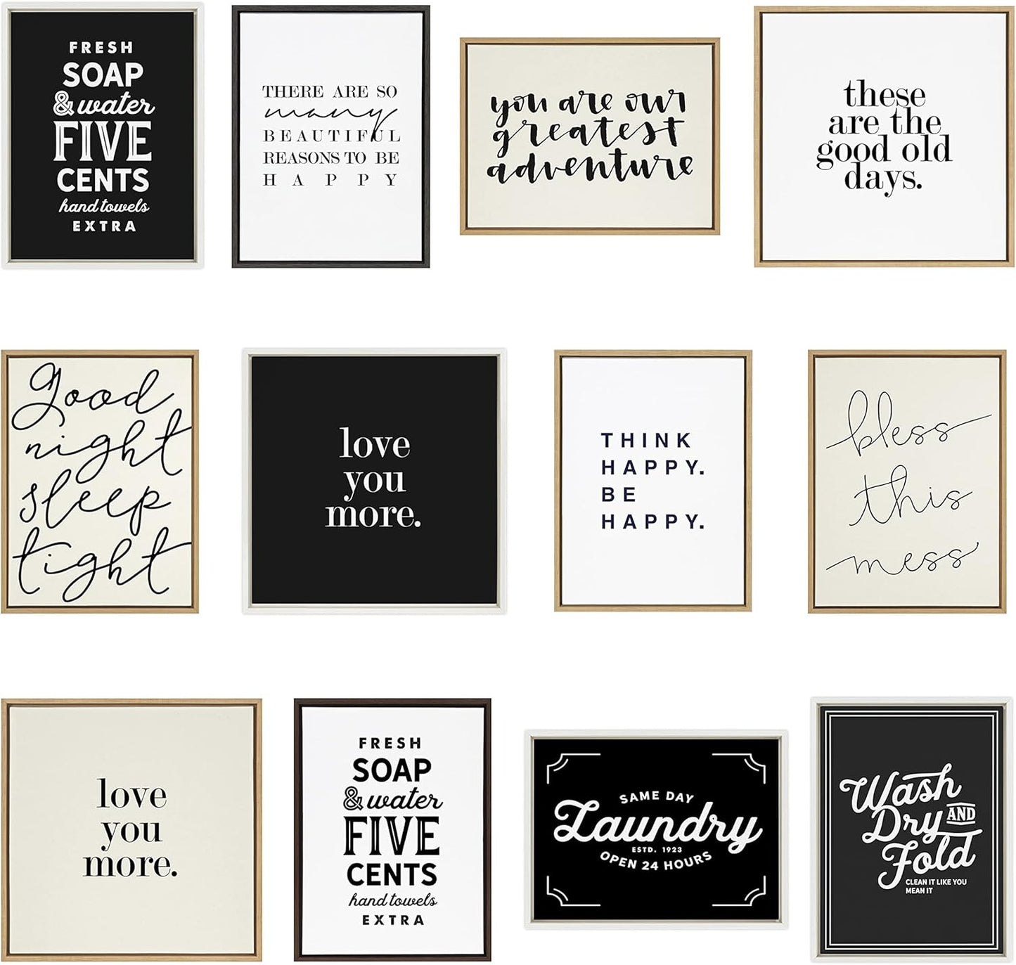 Kate and Laurel Sylvie Good Old Days Framed Canvas Wall Art by Maggie Price of Hunt and Gather Goods; 22x22 Natural; Modern Farmhouse Wall Décor