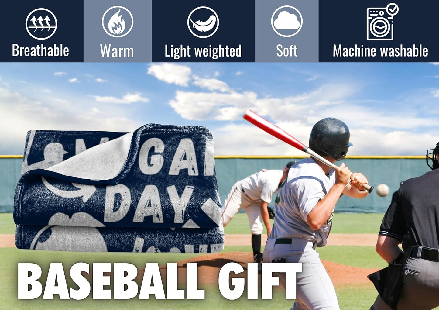 InnoBeta Baseball Gifts for Boys Blanket Throw - Gift from Mom Dad for Teen Sport Fans Kids Adults - Baseball Everyday - 50" x 65"