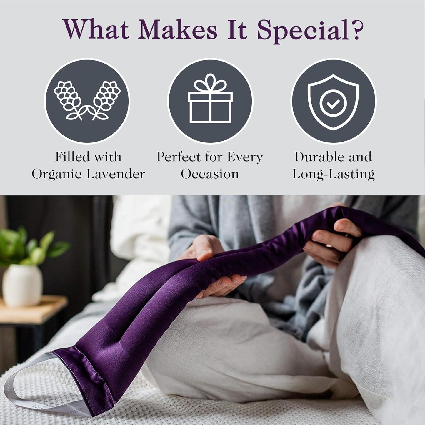 Victoria's Lavender Microwavable Neck Heating Pad – Extra Long Aromatherapy Wrap for Men & Women, Buds of Lavender Neck Wrap with Flax Seeds, Heated Neck Wrap, Relaxing Spa Gift Set Idea, Made in USA