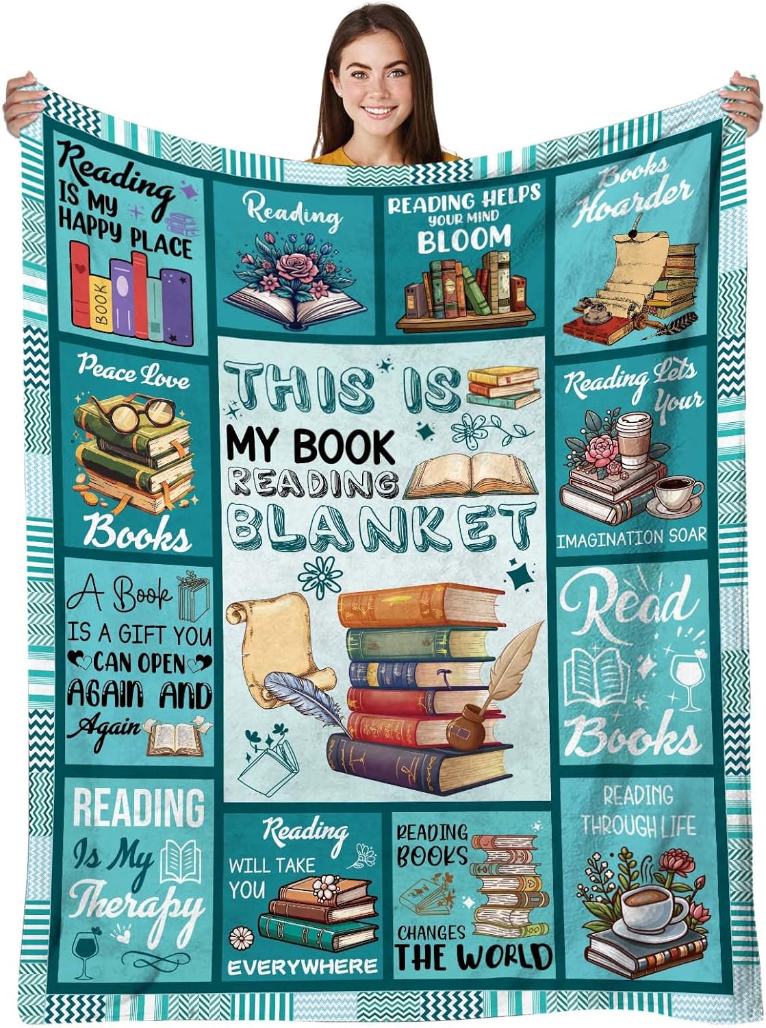 Book Lovers Gifts for Women, Librarian Gifts for Reader, Just a Girl Who Loves Book‘s Blanket Gifts for Reading Lover Bookish, Gift on Christmas Birthday Graduation, Reading Blanket, 50"X60"