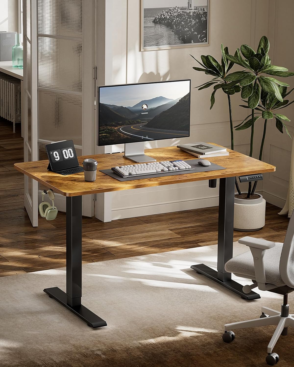 Marsail Standing Desk, Adjustable Heights Desk, Stand Up Desk, 40x24 Inches Desktop for Home Office or Gaming Computer use, with 4 Memory Presets, Headphone Hook, Cable Organizer