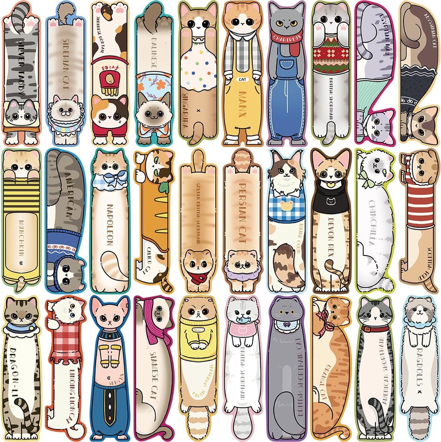 30 Pcs Cute Cat Bookmarks,Bookish Gifts for Cat Lovers,Book Lovers Valentines Gifts,Cute Book Marks for Reading Women Kids Book Reading Accessories Readers Gifts