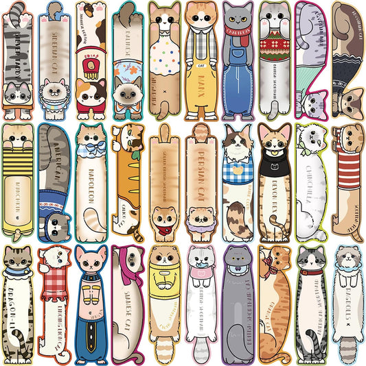 30 Pcs Cute Cat Bookmarks,Bookish Gifts for Cat Lovers,Book Lovers Valentines Gifts,Cute Book Marks for Reading Women Kids Book Reading Accessories Readers Gifts