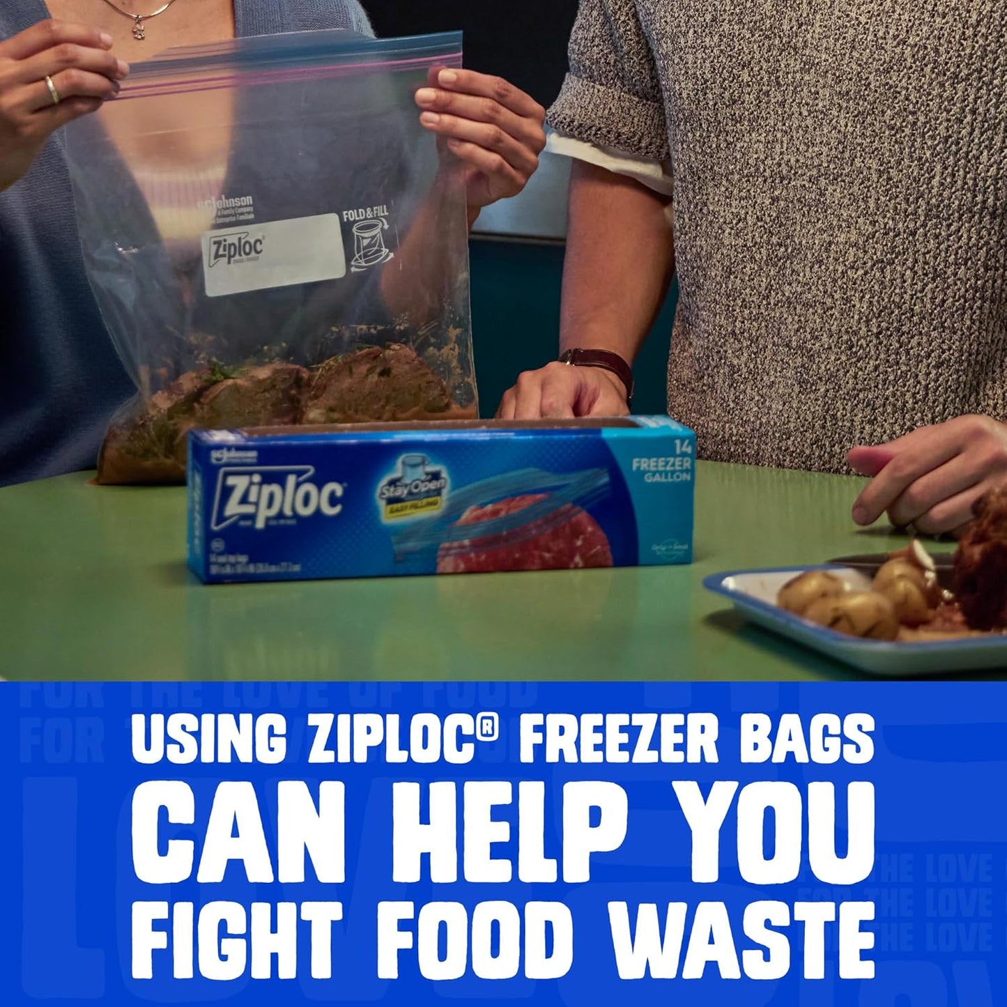 Ziploc Gallon Food Storage Freezer Bags, 132ct Total, Stay Open Design, Easy to Fill, 66 Count, 2 Pack, 132 Total