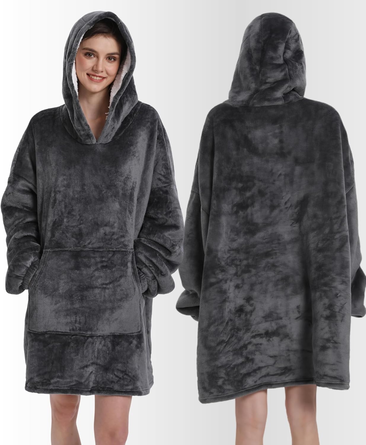Wearable Blanket Hoodie, Men Women Soft Flannel with oversized Pocket Christmas Halloween Cozy Lounge Wear