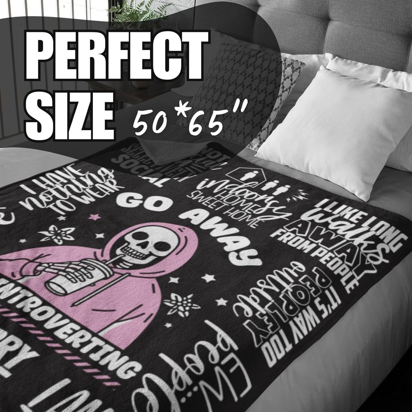 Introvert Gifts, Throw Blanket for All Seasons, Go Away I'm Introverting