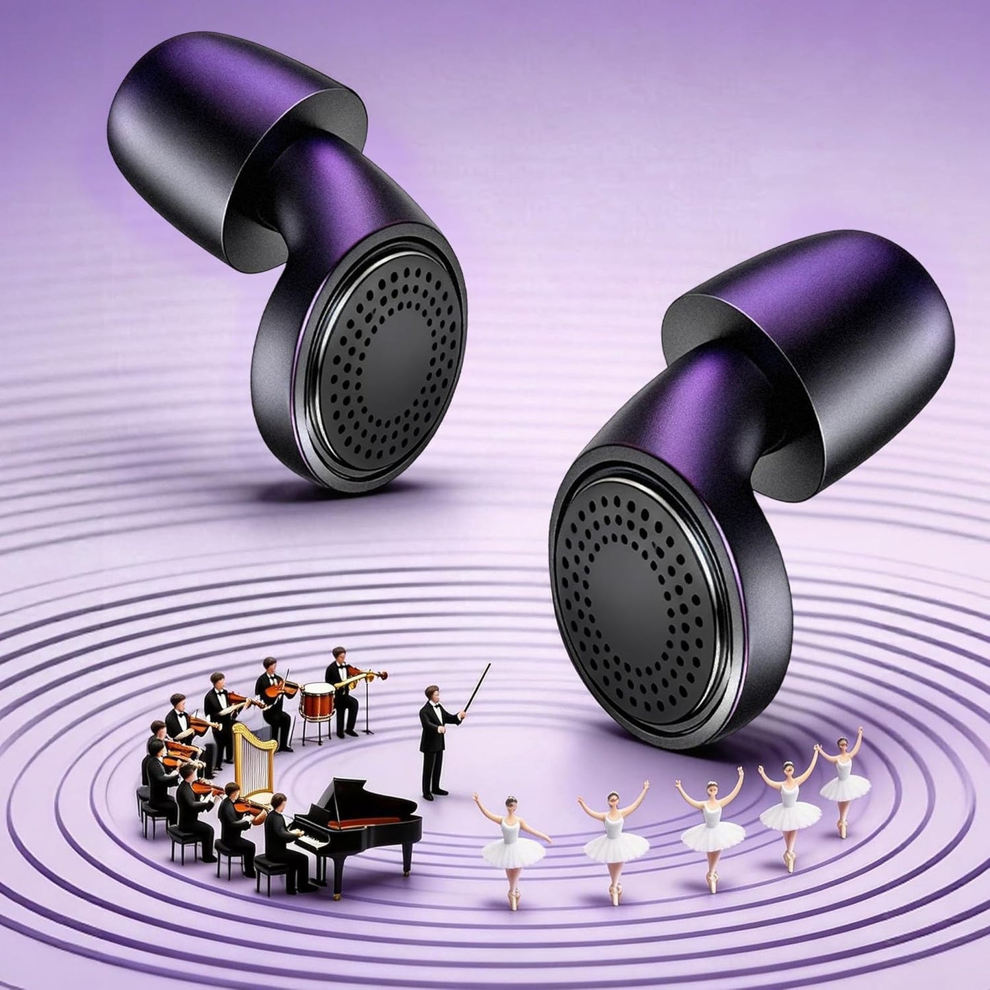 Ear Plugs for Noise Cancelling Reduction - with Cleaning Case Soft Silicone Noise Cancelling Ear Plug for Studying, Reading and Focus, Reusable with 8 Ear Tips (Black)