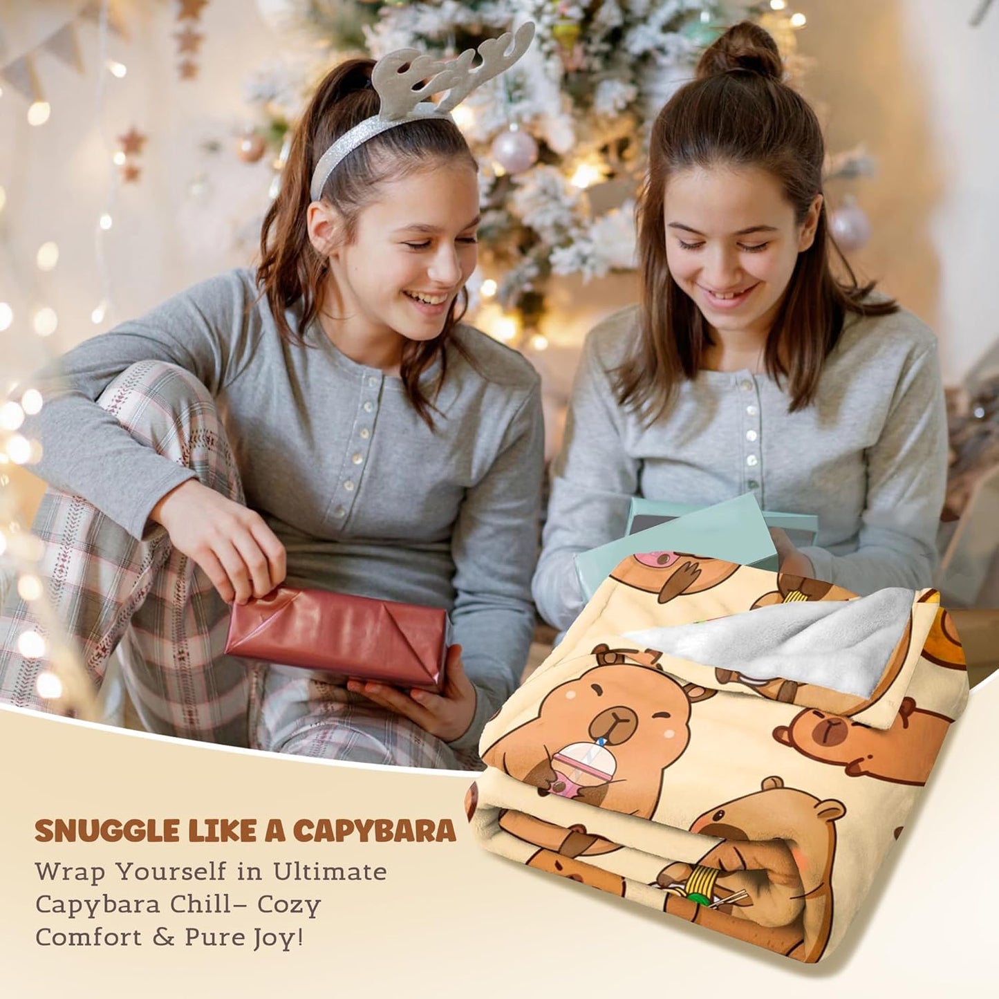 Capybara Gifts Blanket, Soft Flannel Throw for Kids Boys Girls, Cute Animal Plush Gift for Teens Birthday, Cozy Kawaii Stuff Decor for Room Couch Sofa-40x50inches