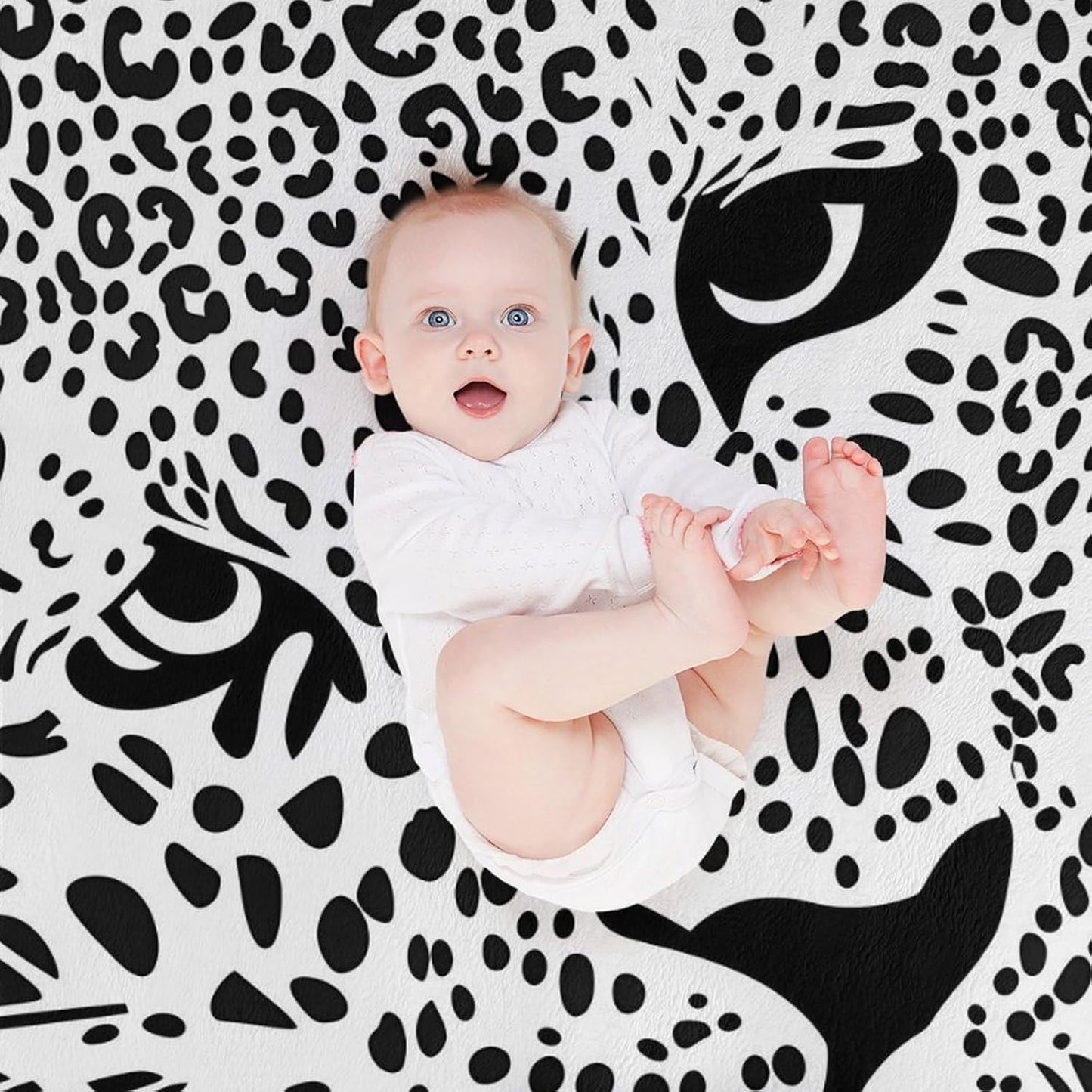 Black and White Leopard Throw Blanket for Couch Bed Plush Cozy Fuzzy Flannel Blanket for All Season 50"x70"