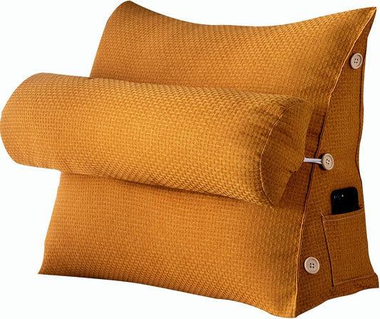 Reading Pillow Blended Chemical Fiber Fabric Lumbar Support Cushion for Reading Learning 4 Colour 16 Size Optional (Colour: White Size : 45 x 22 x 50 cm (2 Pieces)) (Orange 45 x 22 x 50 cm)