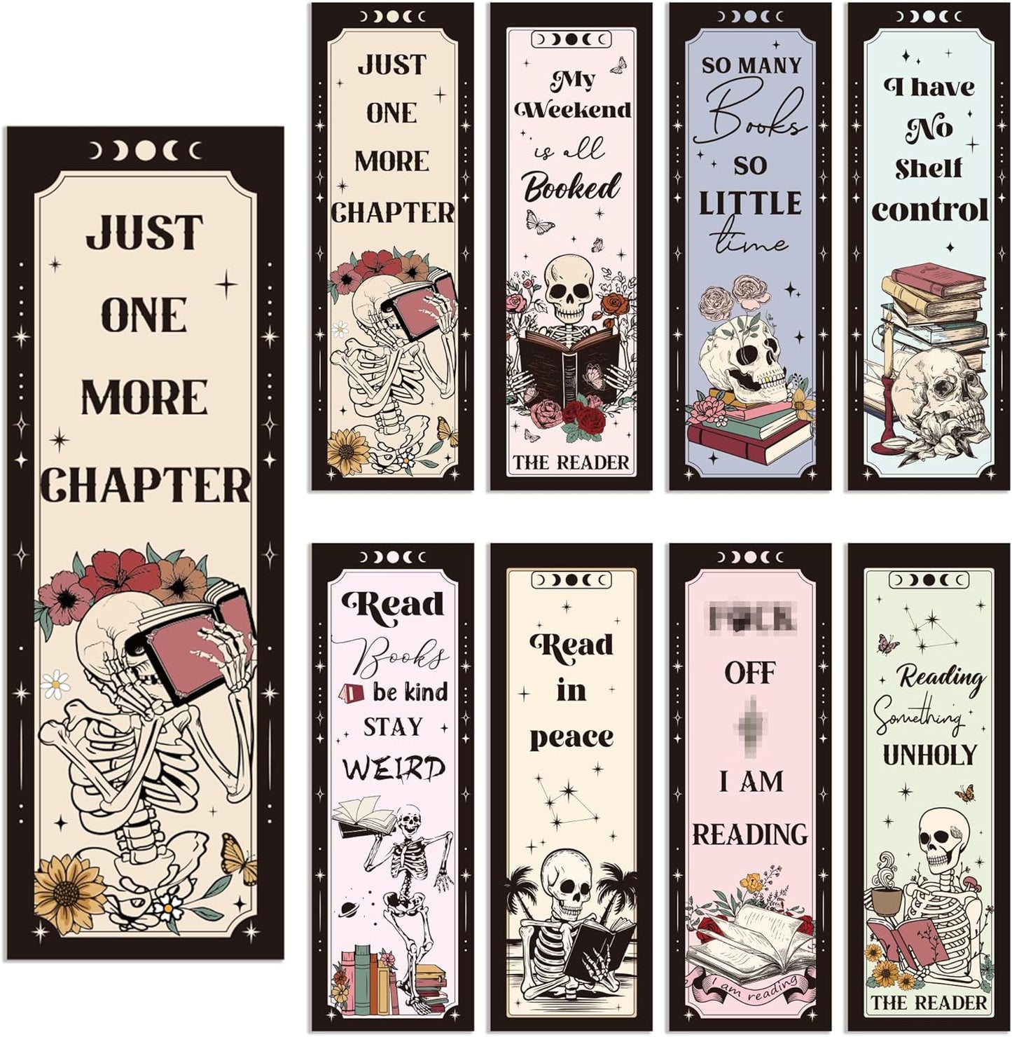 Gothic Skull Bookmarks Gifts: 40 Pcs Skeleton Reading Book Marks Bulk, Horror Theme Page Marker Clips for Women Men Book Lovers, Spooky Gifts for Halloween School Office Supplies