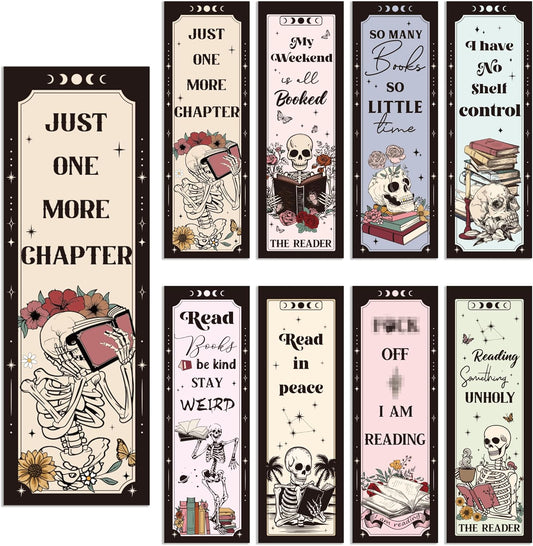Gothic Skull Bookmarks Gifts: 40 Pcs Skeleton Reading Book Marks Bulk, Horror Theme Page Marker Clips for Women Men Book Lovers, Spooky Gifts for Halloween School Office Supplies