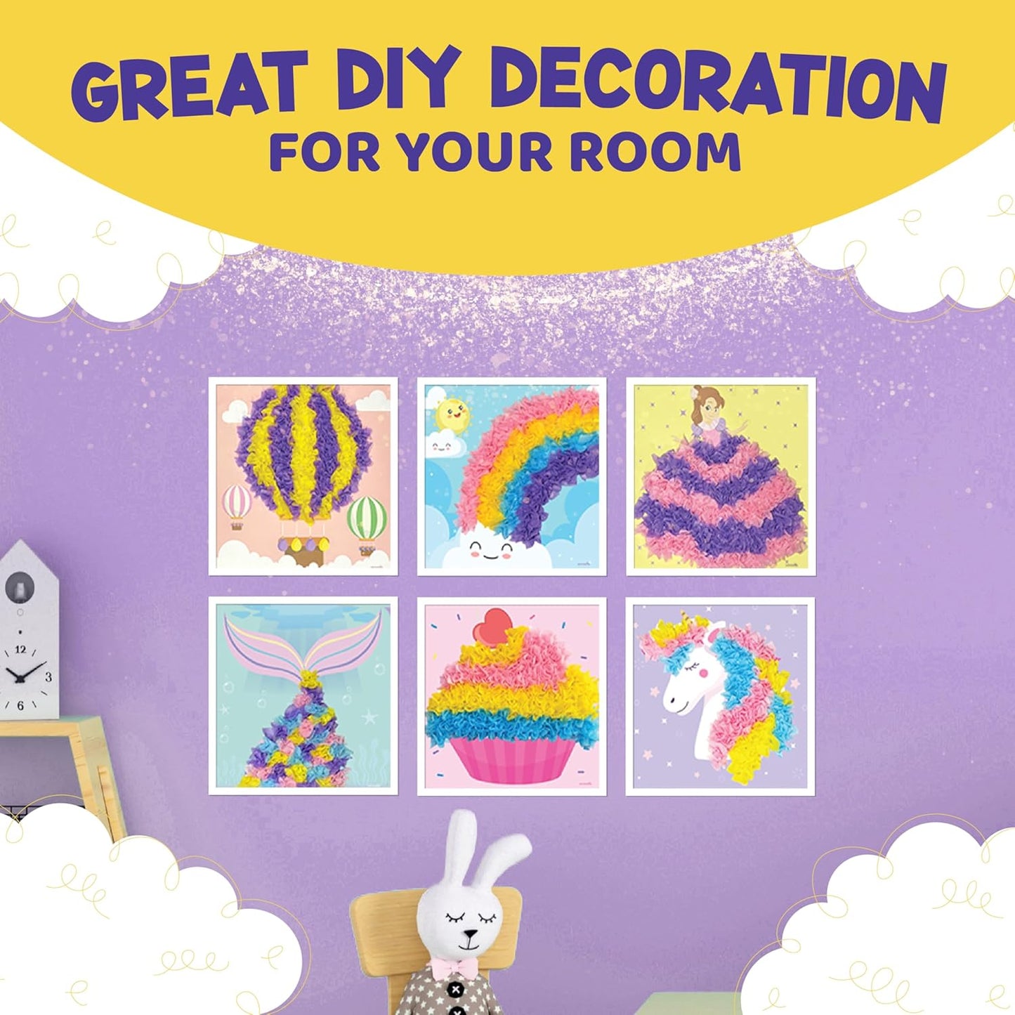 jackinthebox Poke Poke Art – Magical Theme, Mess-Free Fabric Art and Craft, Flower Pressing Kits, Gift for Kids, Girl Gifts, DIY Activity Boy Gift, Easter Gift for Girls and Boys Ages 4 5 6 7 8