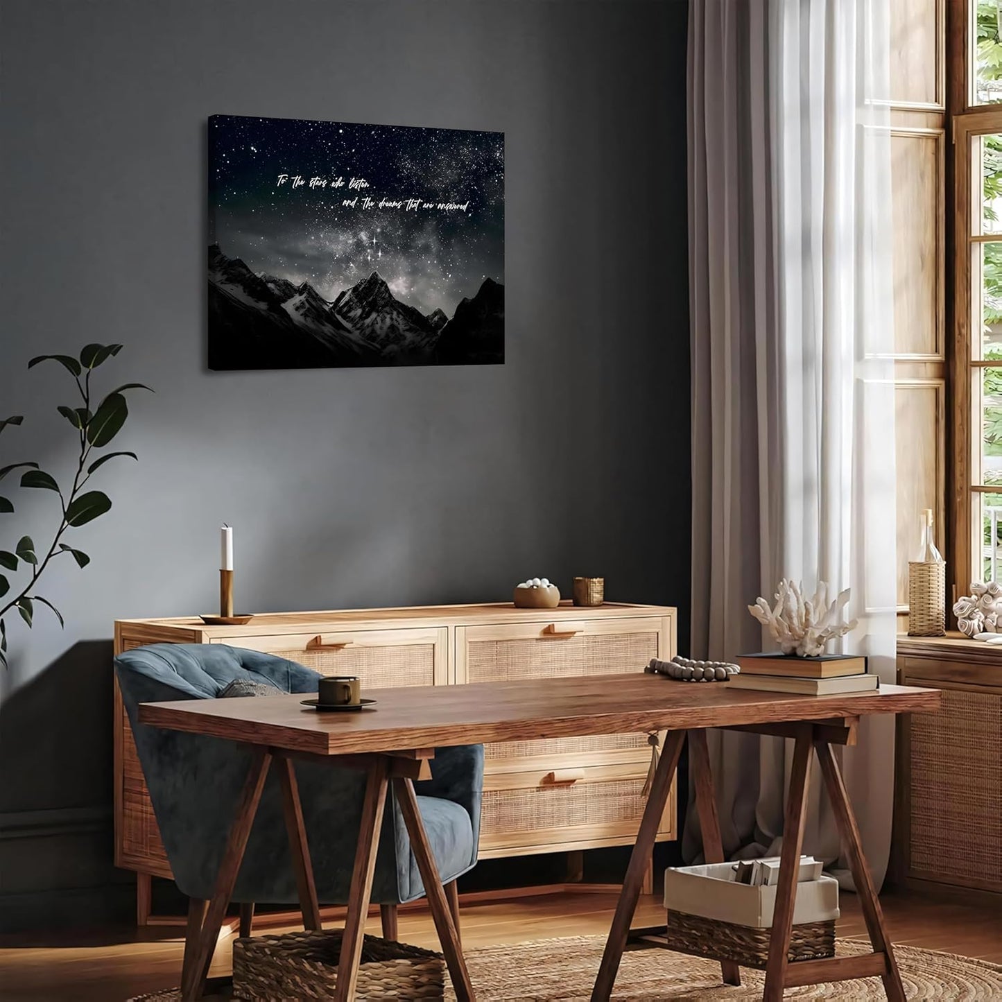 Framed Fantasy Books Canvas Wall art To The Stars Who Listen Merchandise Room Wall Decor Prints For Bookish Gifts, City Of Starlight Poster For Library Can Be Hung Directly 16x24in
